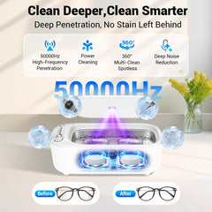 Wrklly UltraSonic Jewelry & Denture Cleaner – 50kHz, 14oz Tank, 4 Timed Cycles, Stainless Steel Interior