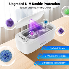 Wrklly UltraSonic Jewelry & Denture Cleaner – 50kHz, 14oz Tank, 4 Timed Cycles, Stainless Steel Interior