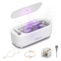 Wrklly UltraSonic Jewelry & Denture Cleaner – 50kHz, 14oz Tank, 4 Timed Cycles, Stainless Steel Interior